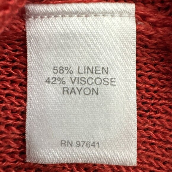 J Jill Women's Plus 3X One Linen Bld. Button LS Cardigan Sweater Orange EUC - Picture 7 of 10